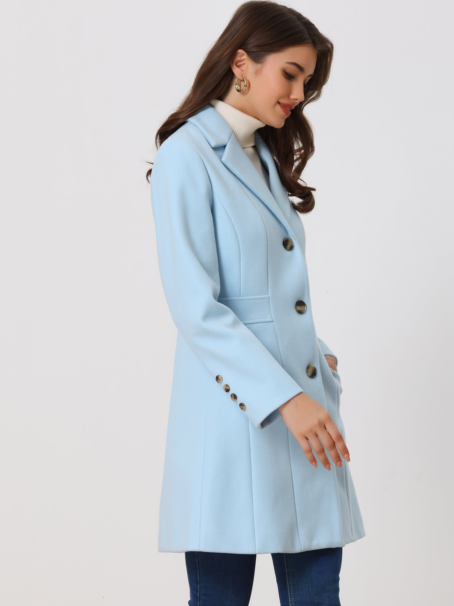 Comfortable Long Women’s Winter Coat with Buttons