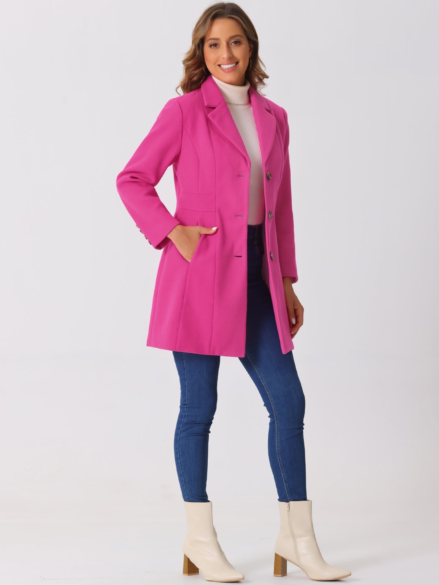 Comfortable Long Women’s Winter Coat with Buttons