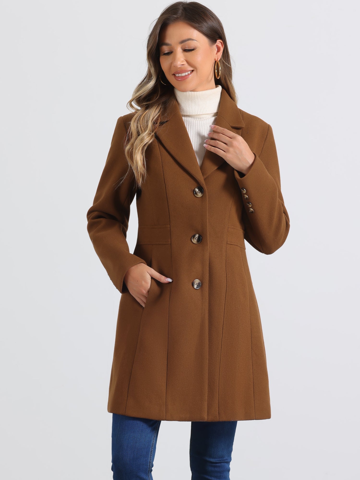 Comfortable Long Women’s Winter Coat with Buttons