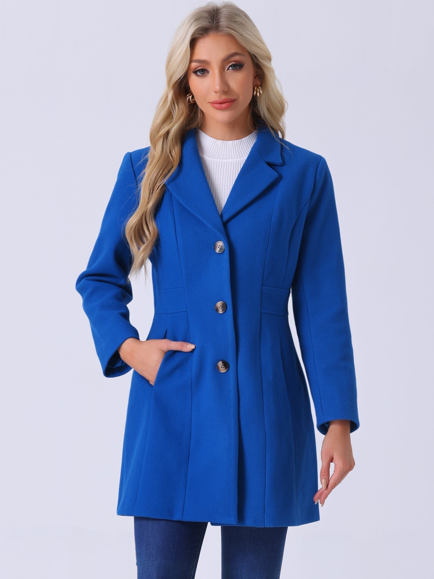 Comfortable Long Women’s Winter Coat with Buttons