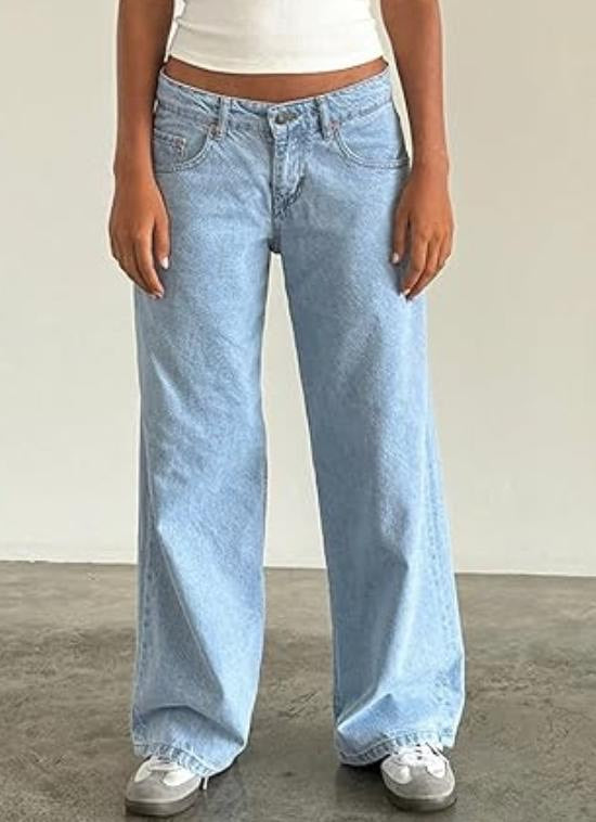 Women’s Stretch Low-Waisted Jeans with Wide Legs