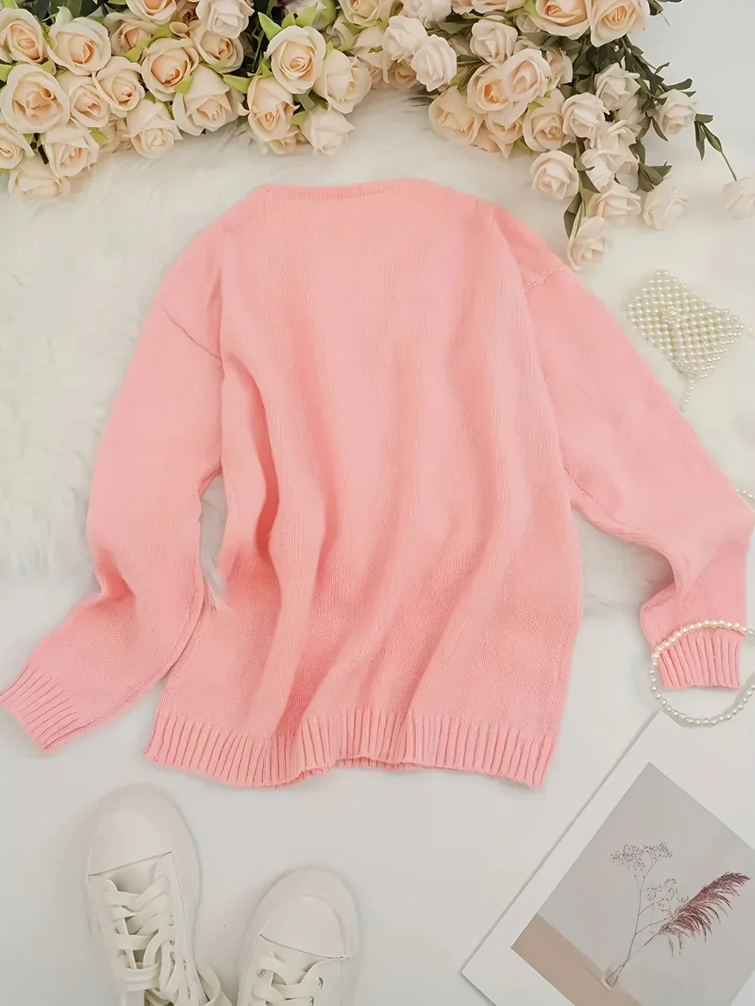 Light Soft Women’s Sweater with V-Neck and Long Sleeves