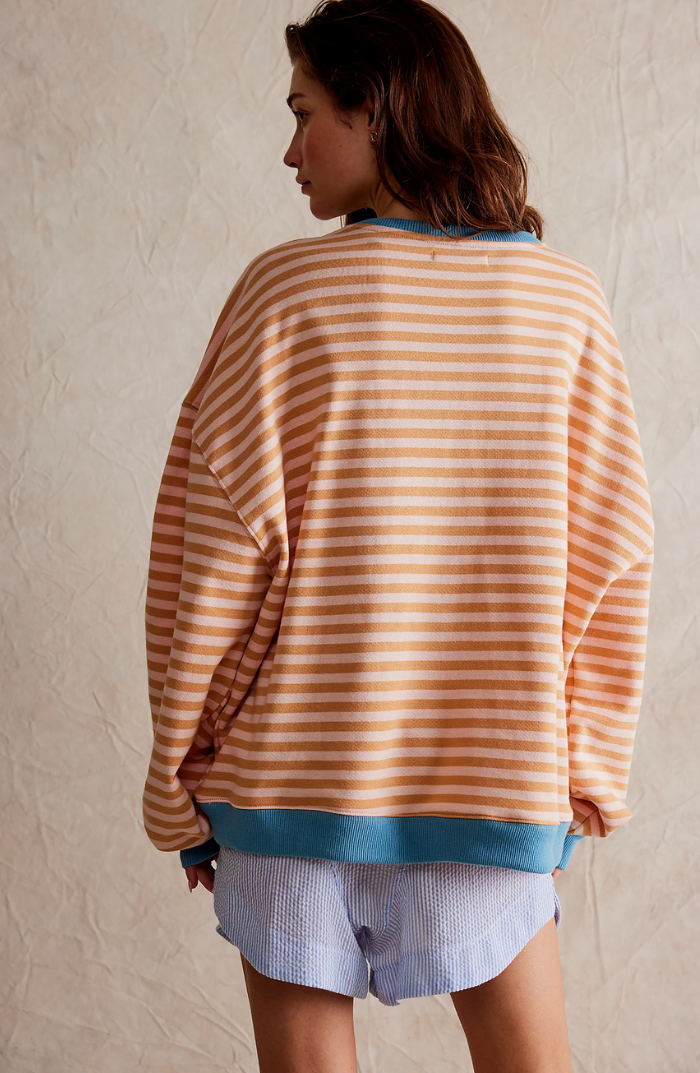 Relaxed Oversized Striped Women’s Blouse with Long Sleeves