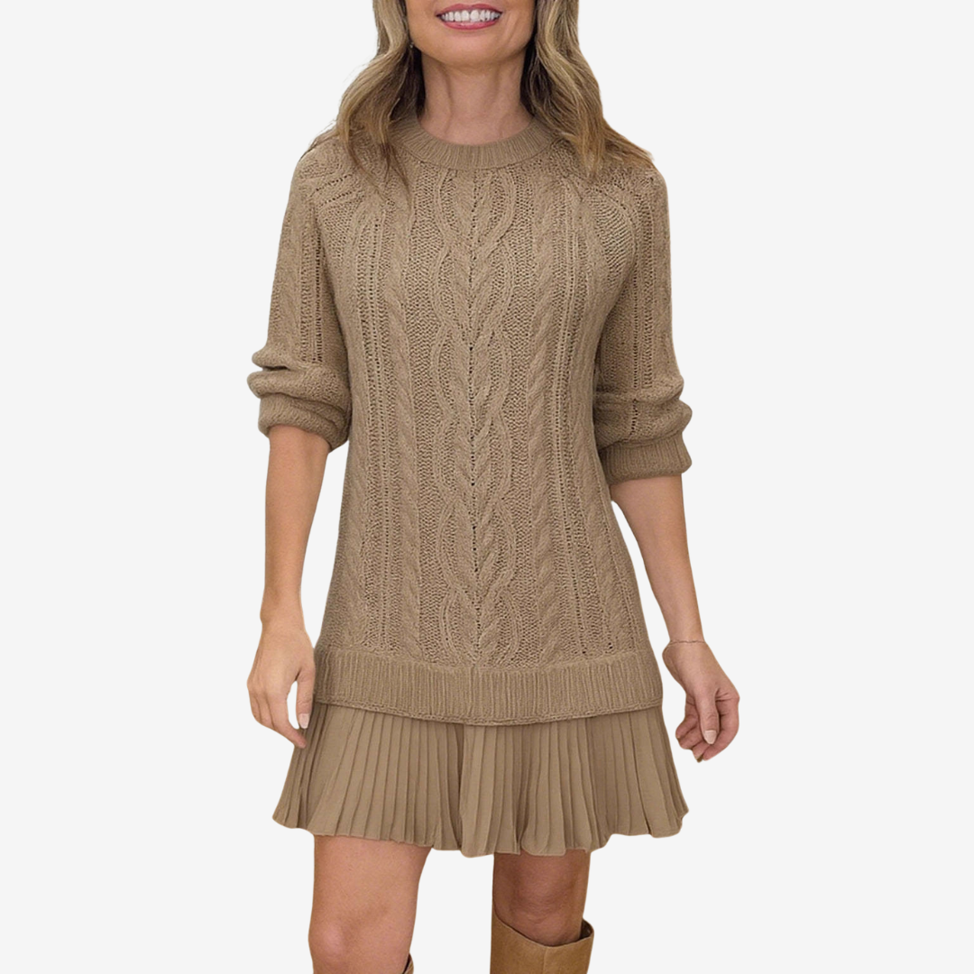Soft Knitted Women’s Mini Dress with Pleated Hem