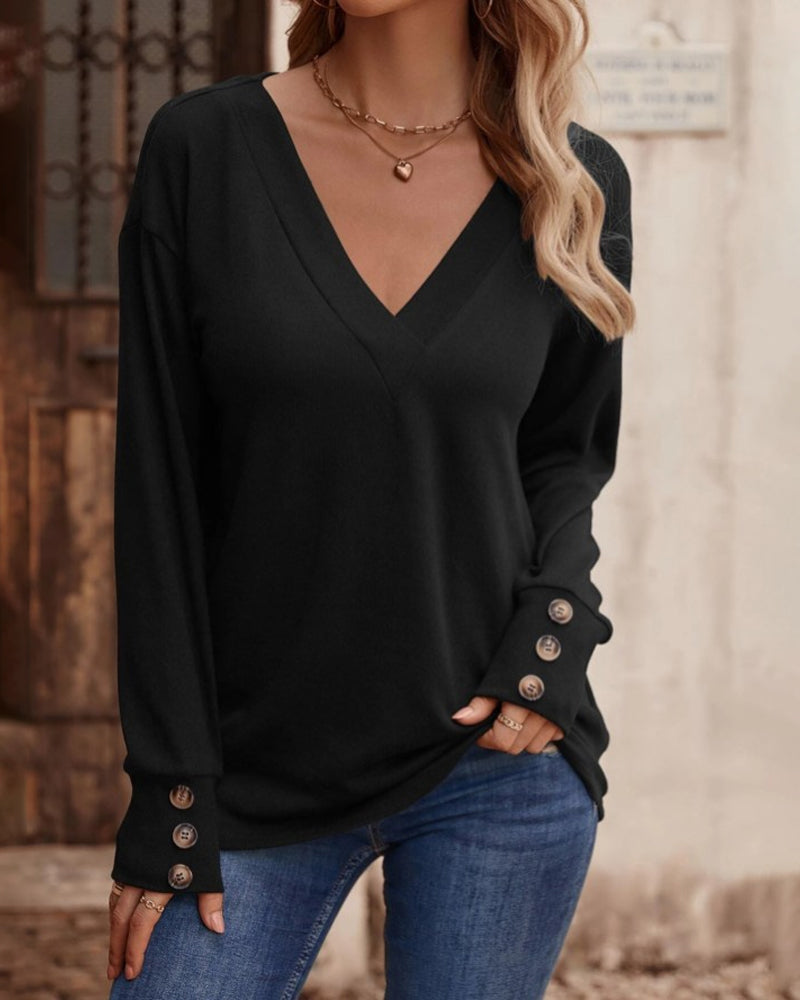 Soft Women’s V-Neck Sweater with Long Sleeves