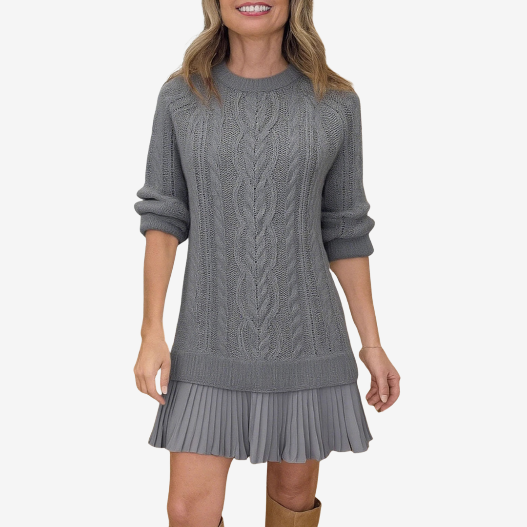 Soft Knitted Women’s Mini Dress with Pleated Hem
