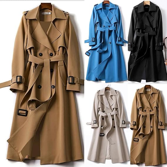 Waterproof Women’s Long Trench Coat with Belt