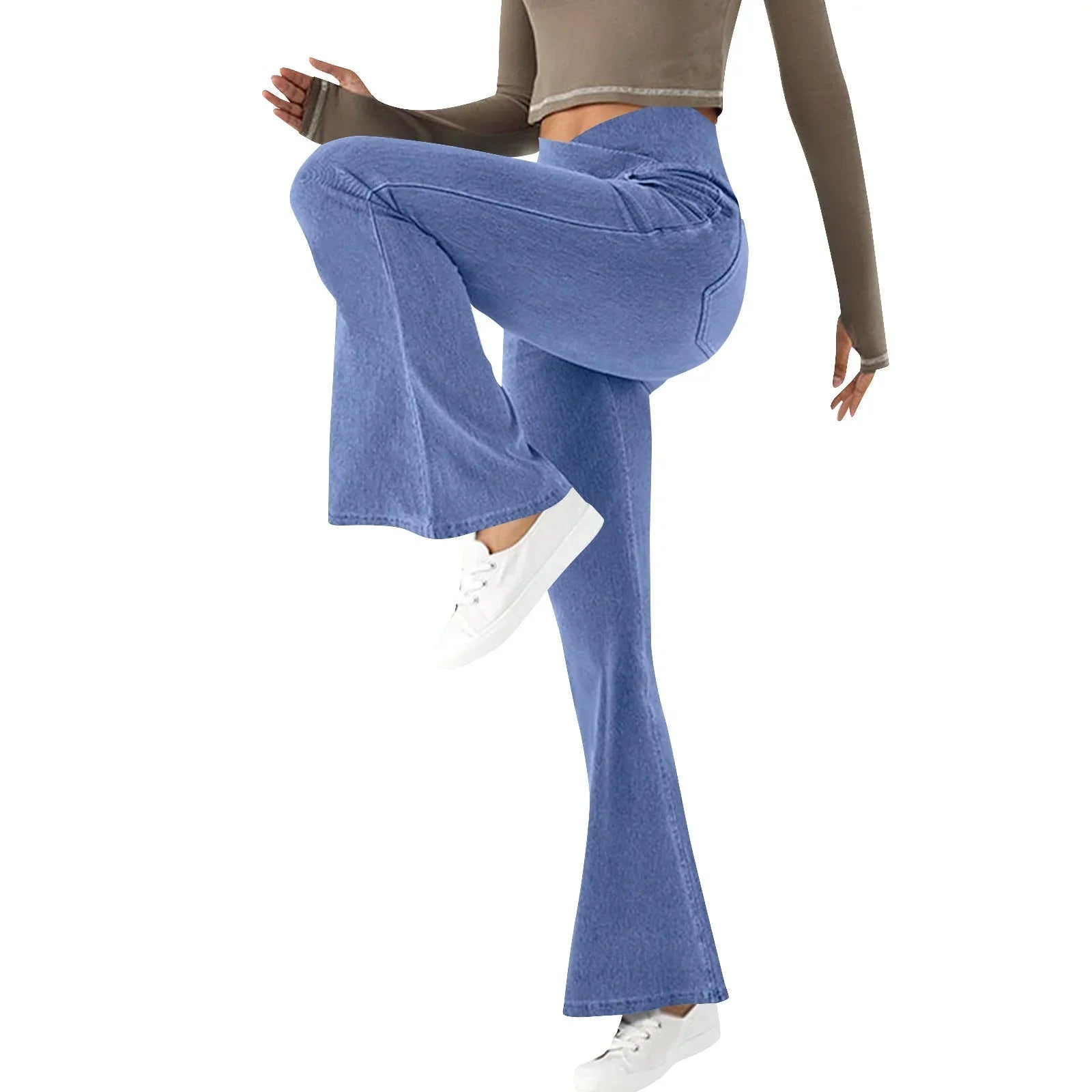 Elastic and Flattering Women’s Trousers with Flared Leg