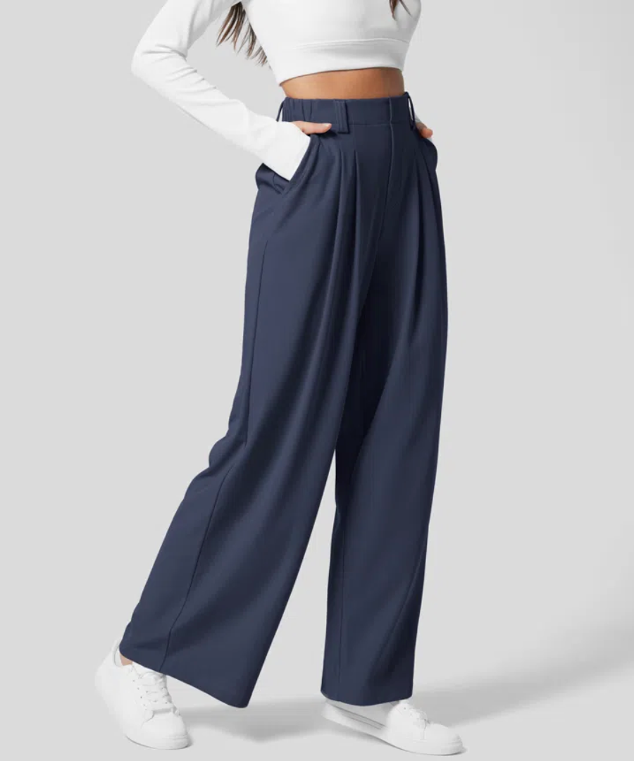 Elegant and Stretchy High-Waisted Women’s Trousers