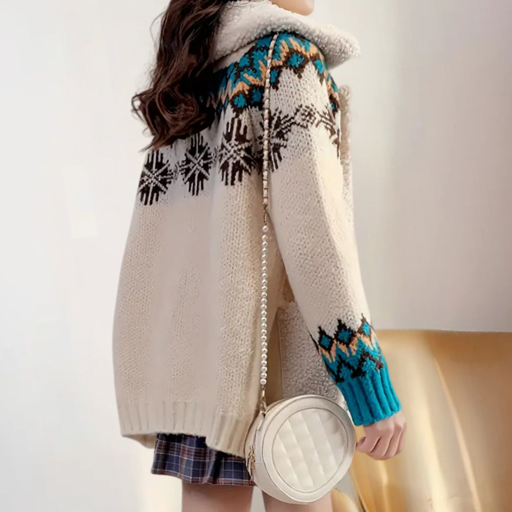 Soft Beige Knitted Cardigan for Women with Pockets