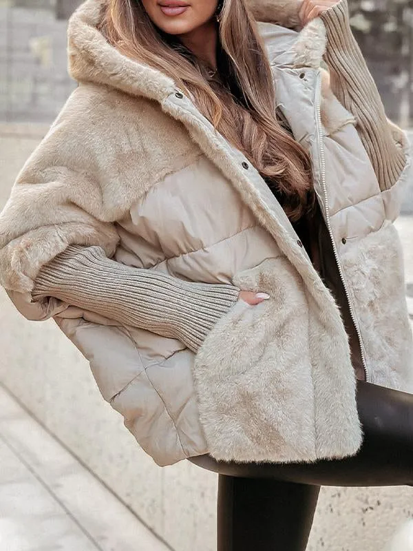 Cozy Women’s Puffer Coat with Hood and Teddy Lining