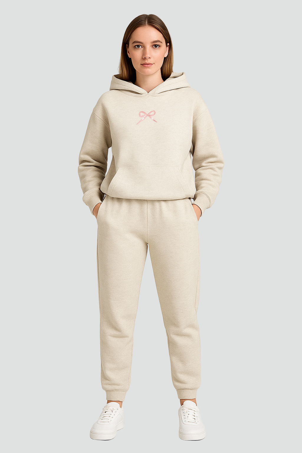 Soft Oversized Women’s Hoodie with Bow Detail and Hood