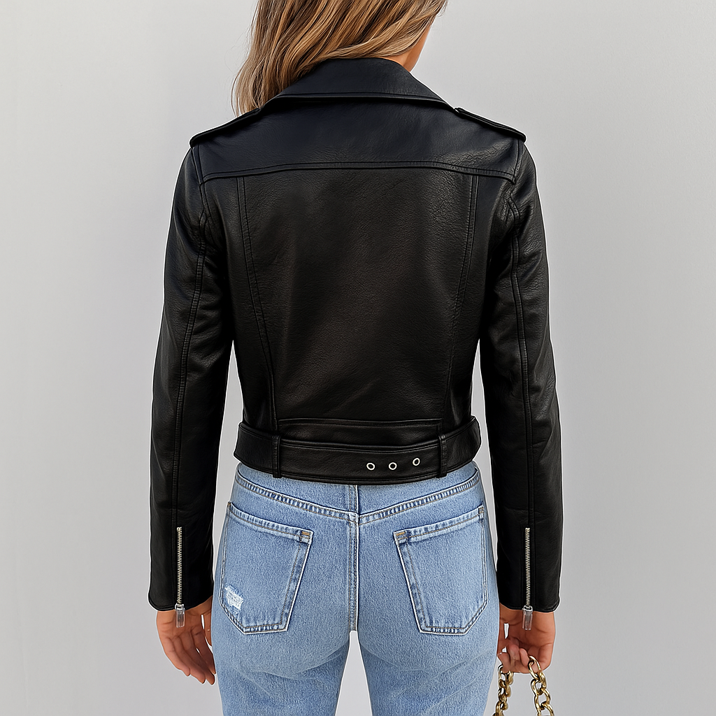 Classic Leather Biker Jacket for Women