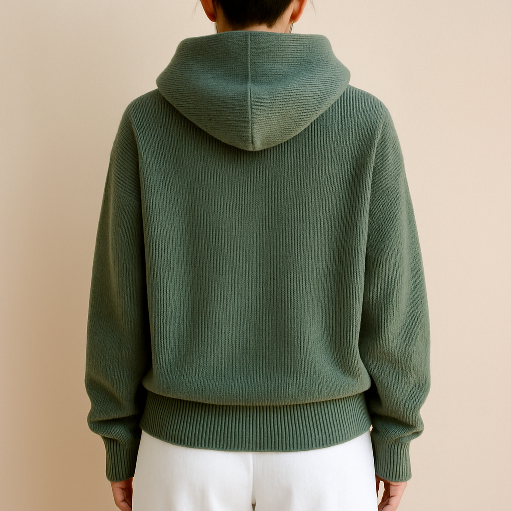 Knitted Oversized Hoodie for Women with Drawstring Hood