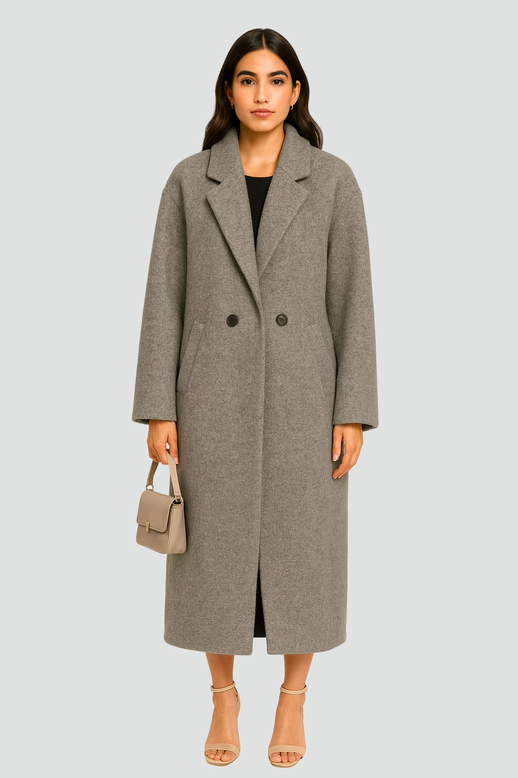 Chic Oversized Midi Coat for Women with Buttons