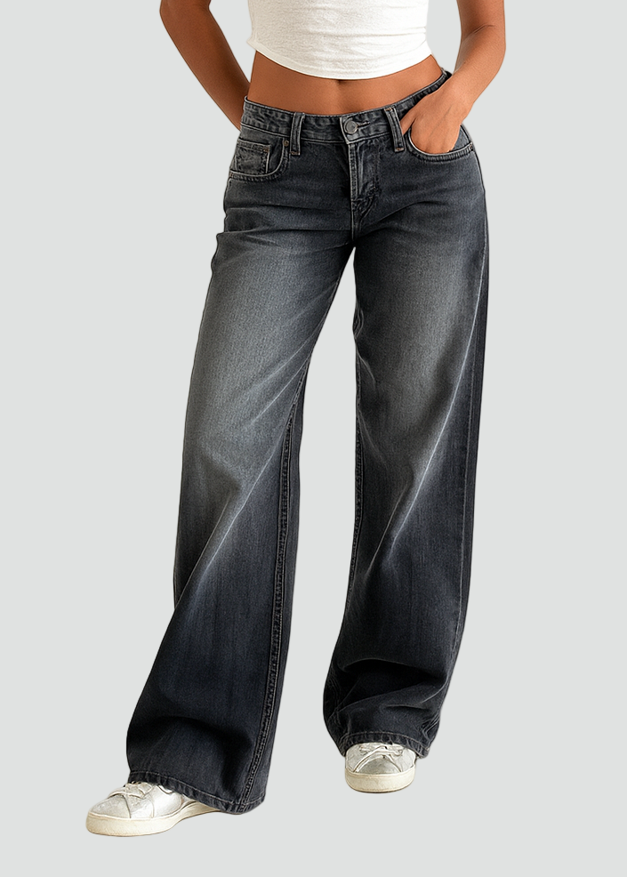 Women’s Stretch Low-Waisted Jeans with Wide Legs