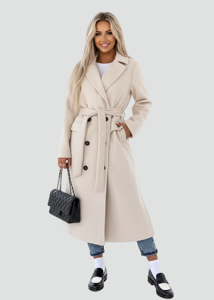 Elegant Long Tailored Women’s Coat with Button Closure