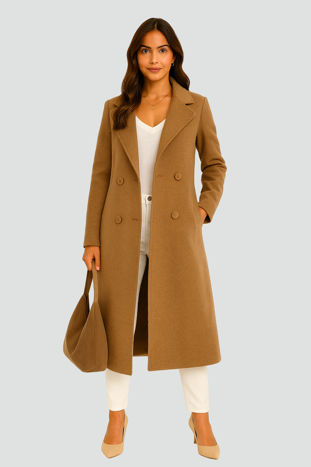 Elegant and Chic Women’s Wool Coat with Button Closure