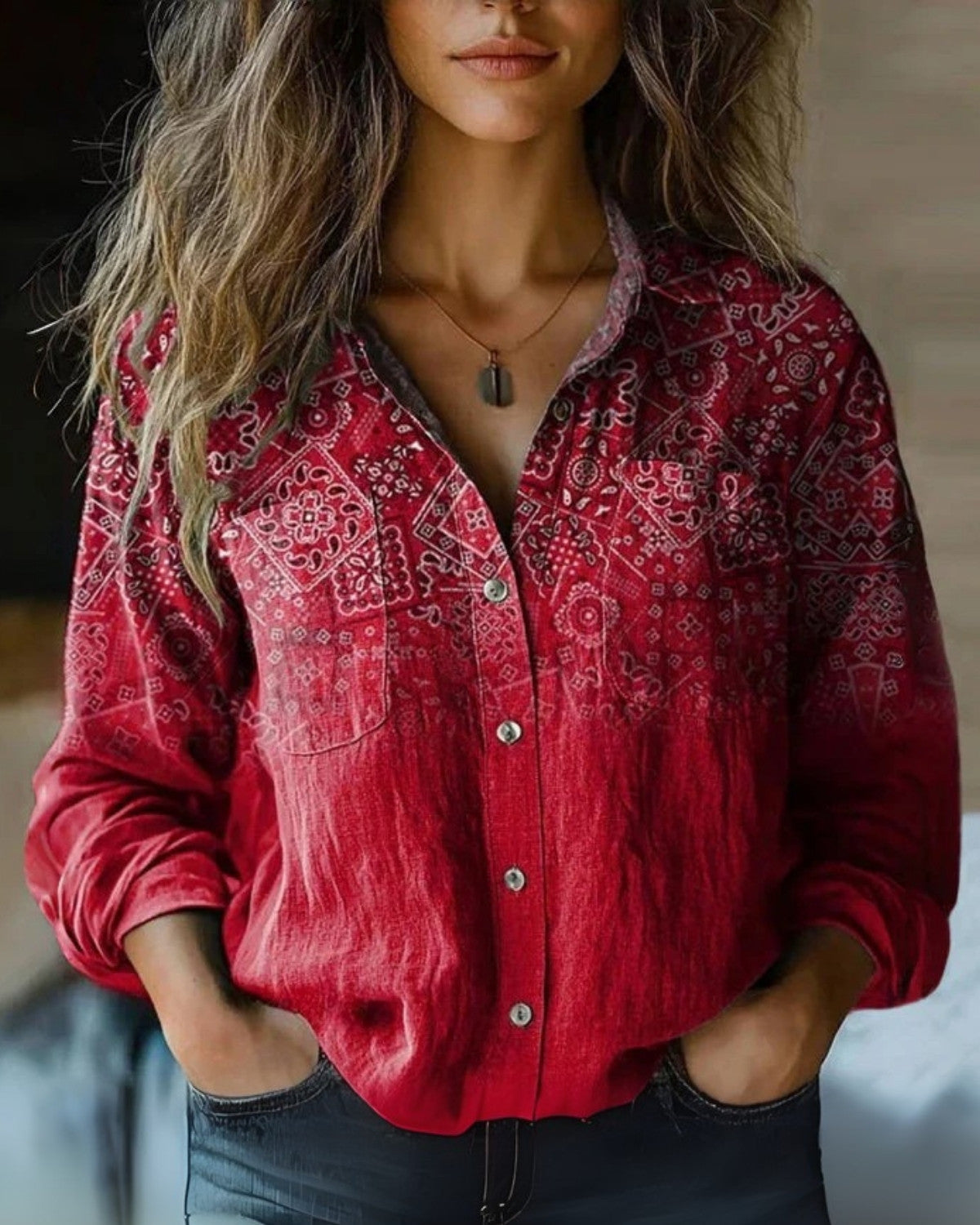 Vintage Stylish Women’s Blouse with Long Sleeves