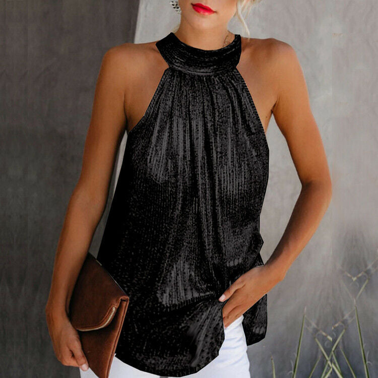 Elegant Sparkling Halterneck Top for Women