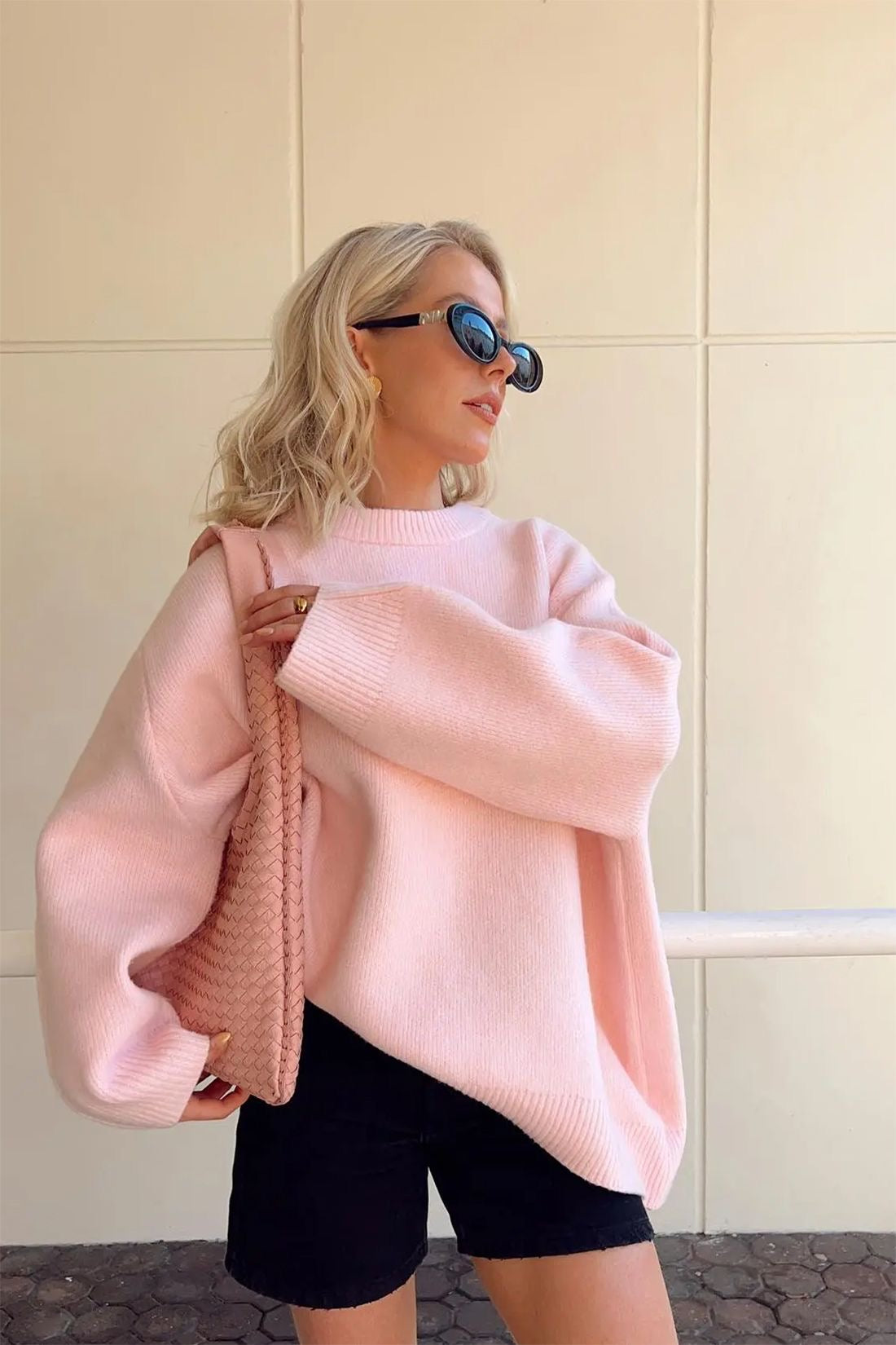 Trendy Pink Oversized Women’s Sweater
