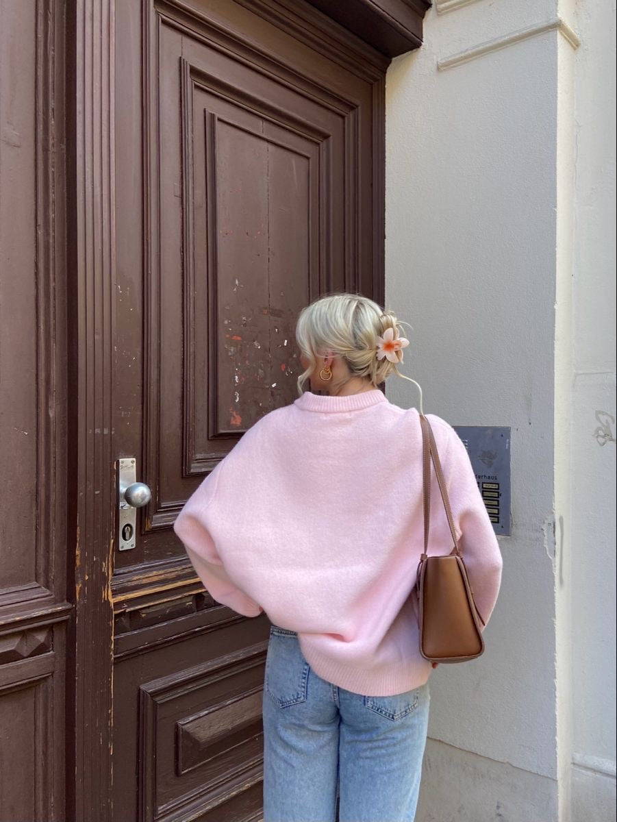 Trendy Pink Oversized Women’s Sweater