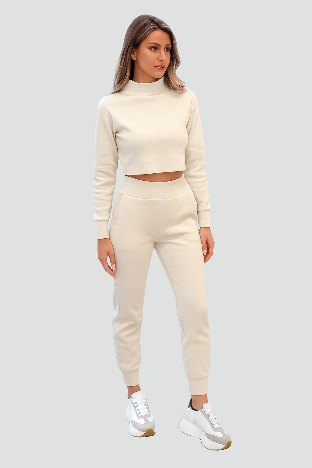 Comfortable and Trendy Women’s Set with Cropped Top