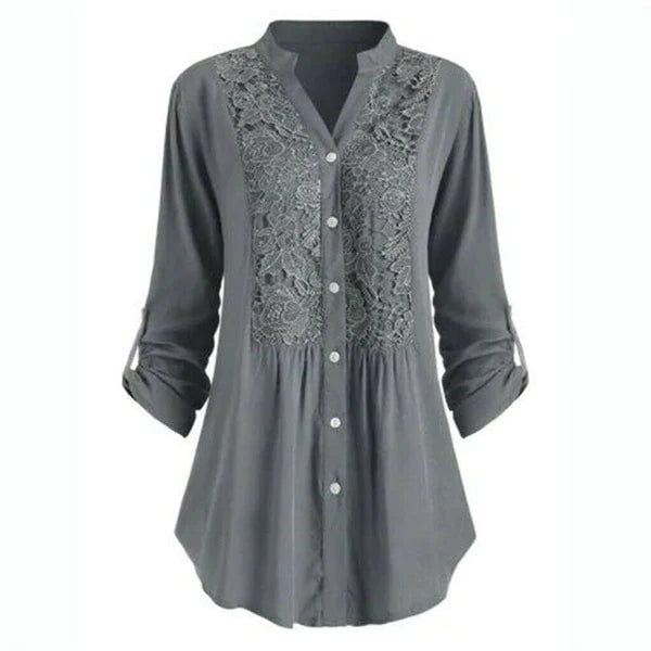 Elegant Women’s Tunic Blouse with Lace Detail