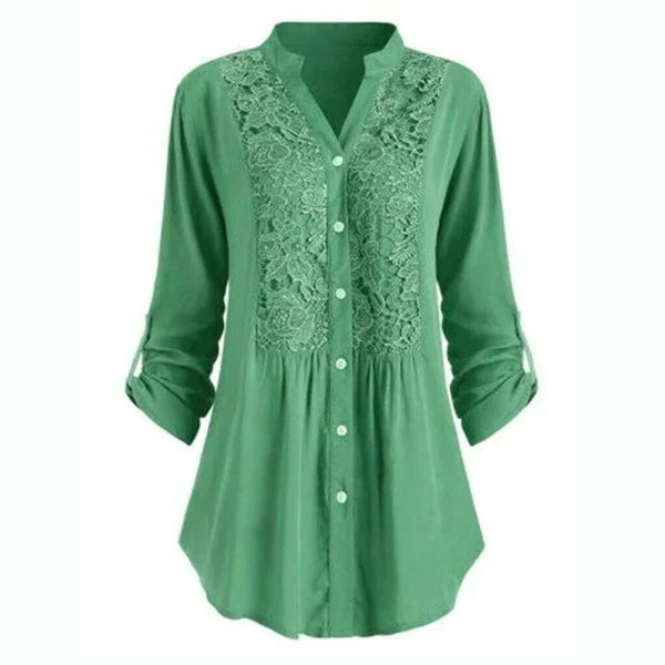Elegant Women’s Tunic Blouse with Lace Detail