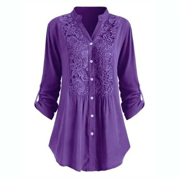 Elegant Women’s Tunic Blouse with Lace Detail