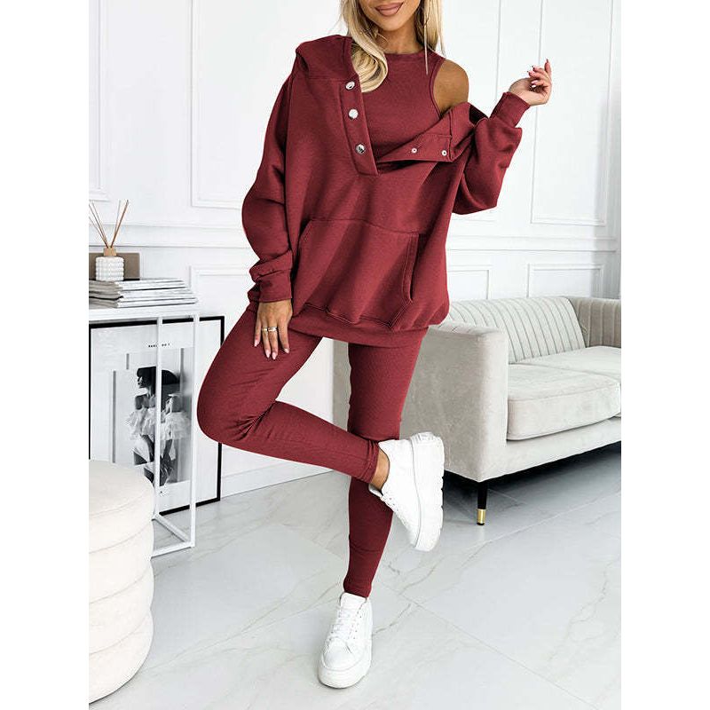 Oversized Women’s 3-Piece Loungewear Set with Hoodie