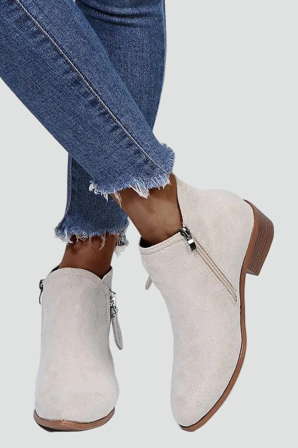 Trendy Women’s Suede Ankle Boots with Heel