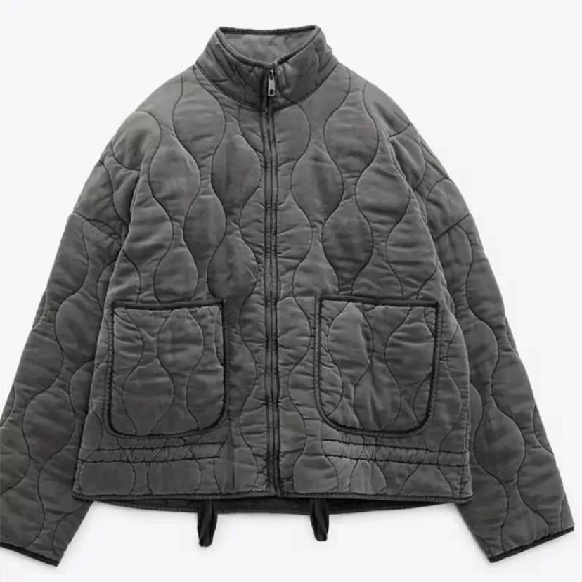 Soft Oversized Quilted Jacket with Zipper