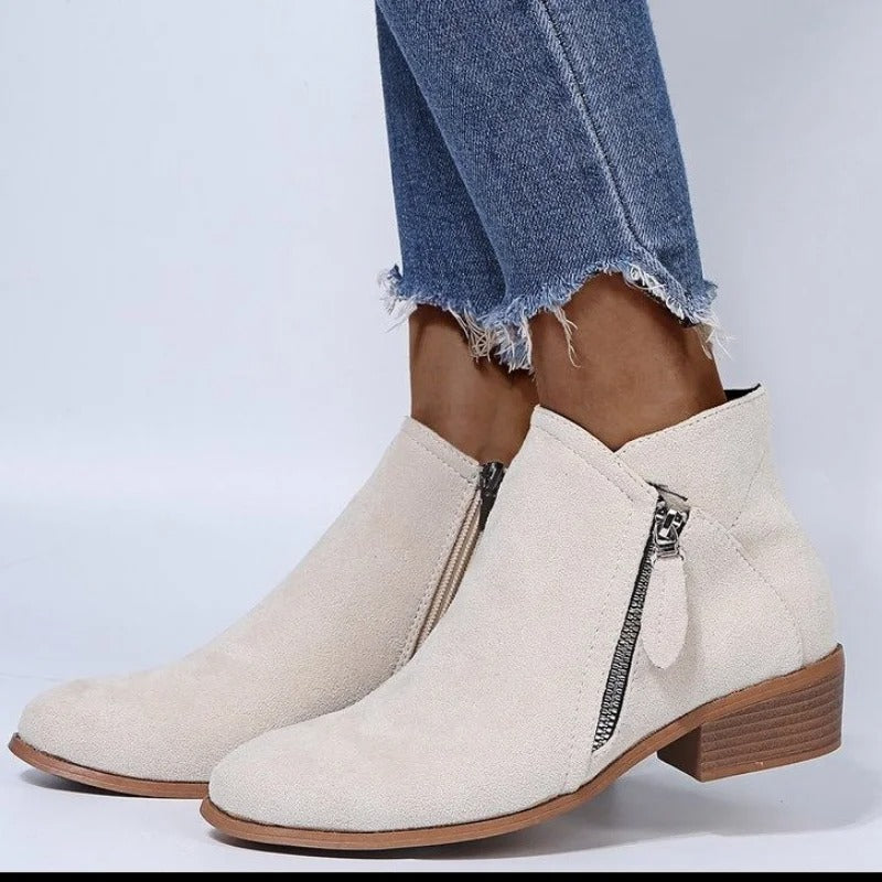 Trendy Women’s Suede Ankle Boots with Heel