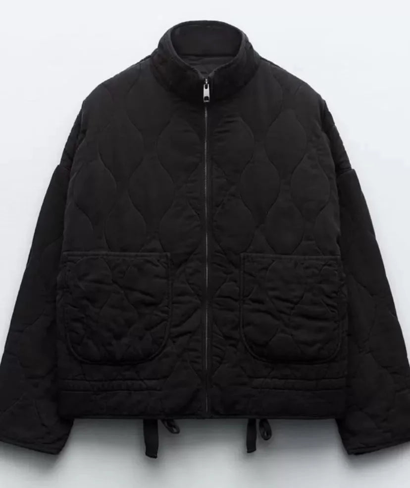 Soft Oversized Quilted Jacket with Zipper