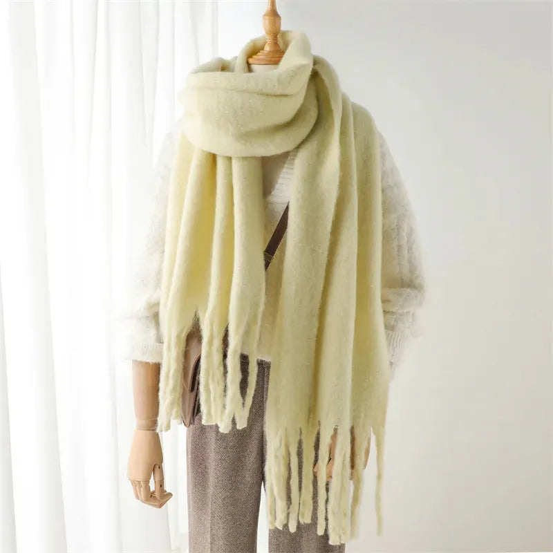 Long Elegant Women’s Winter Scarf with Fringe Detailing