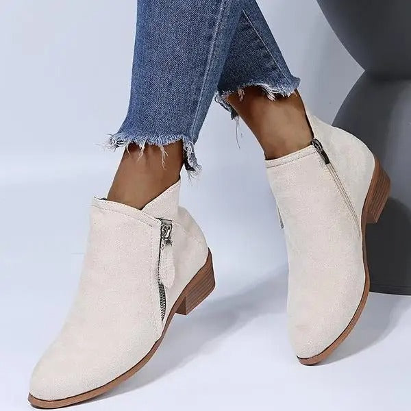 Trendy Women’s Suede Ankle Boots with Heel
