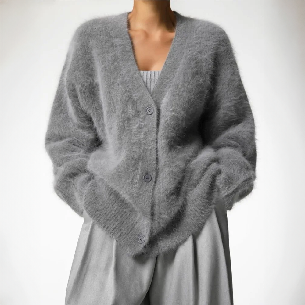 Oversized Women’s Cardigan with Buttons and Long Sleeves