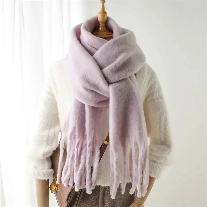 Long Elegant Women’s Winter Scarf with Fringe Detailing
