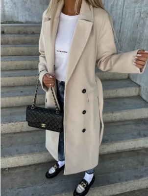 Warm Trench Coat with Belt for Women