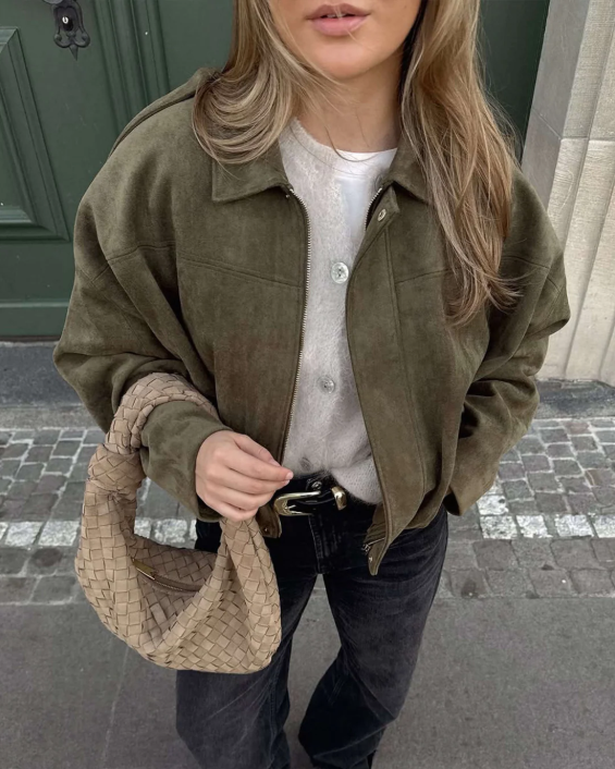 Elegant Women’s Suede Jacket Oversized and Warm