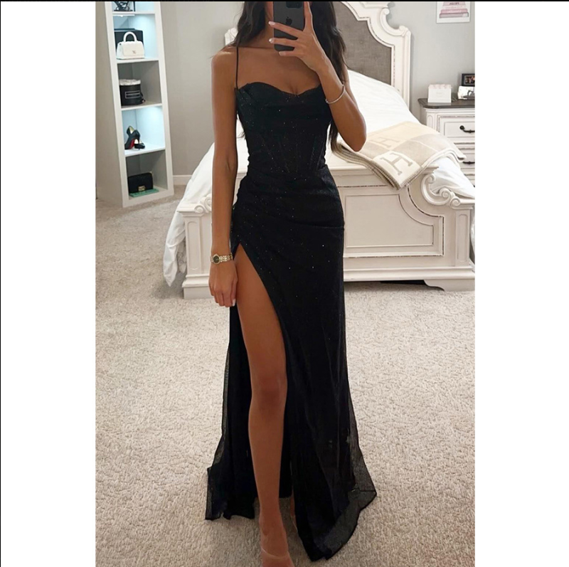 Elegant Women’s Satin Maxi Dress with Slit
