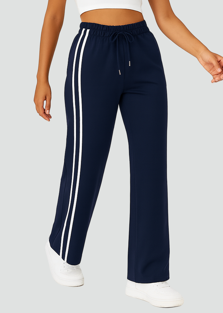 Sporty and Comfortable Women’s Pants with High Waist and Stripes
