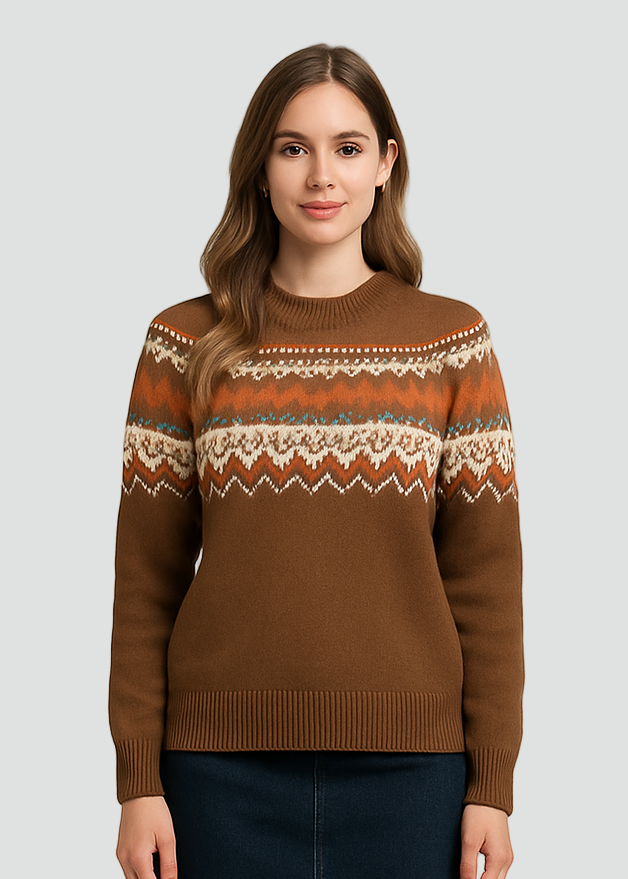 Knitted Winter Sweater for Women with Scandinavian Pattern