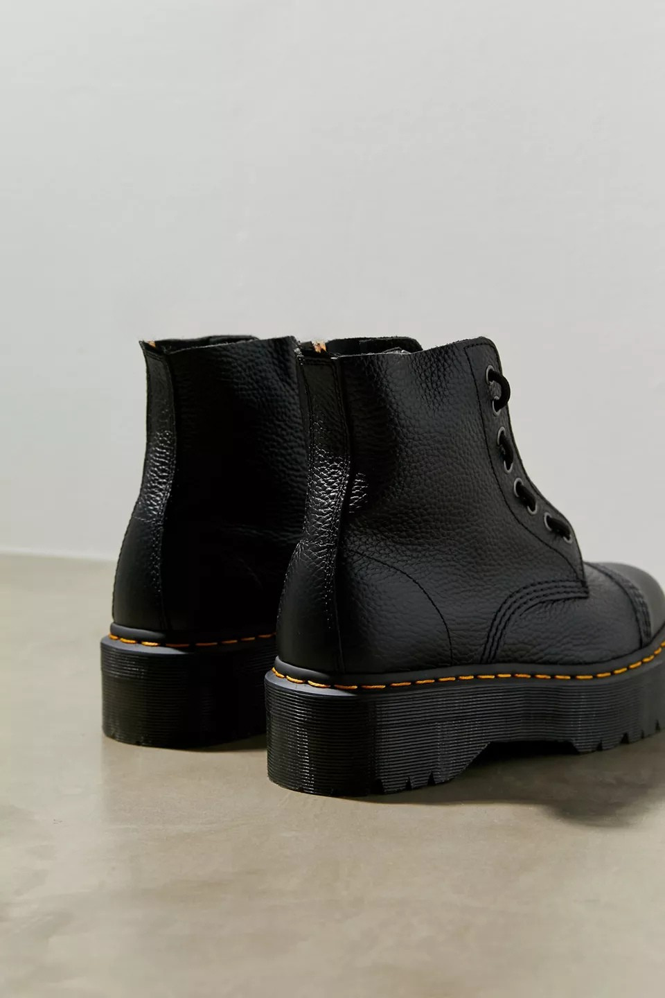 Black Women’s Combat Boots with Platform Sole and Front Zipper