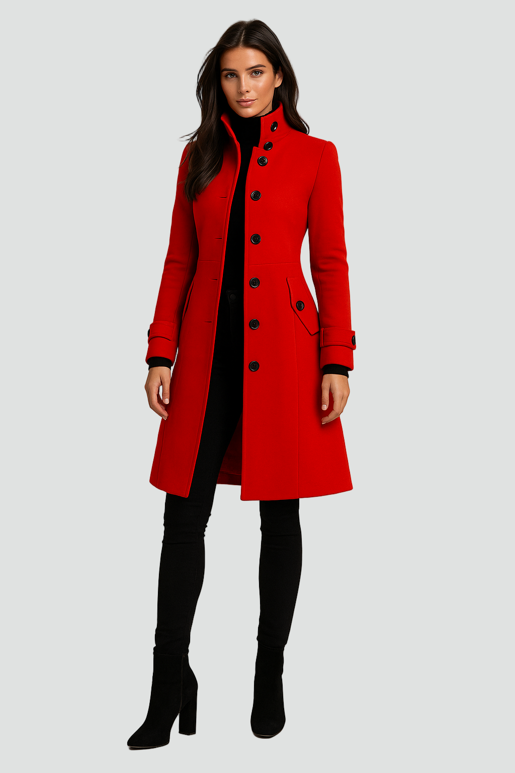 Warm Women’s Winter Coat with High Collar