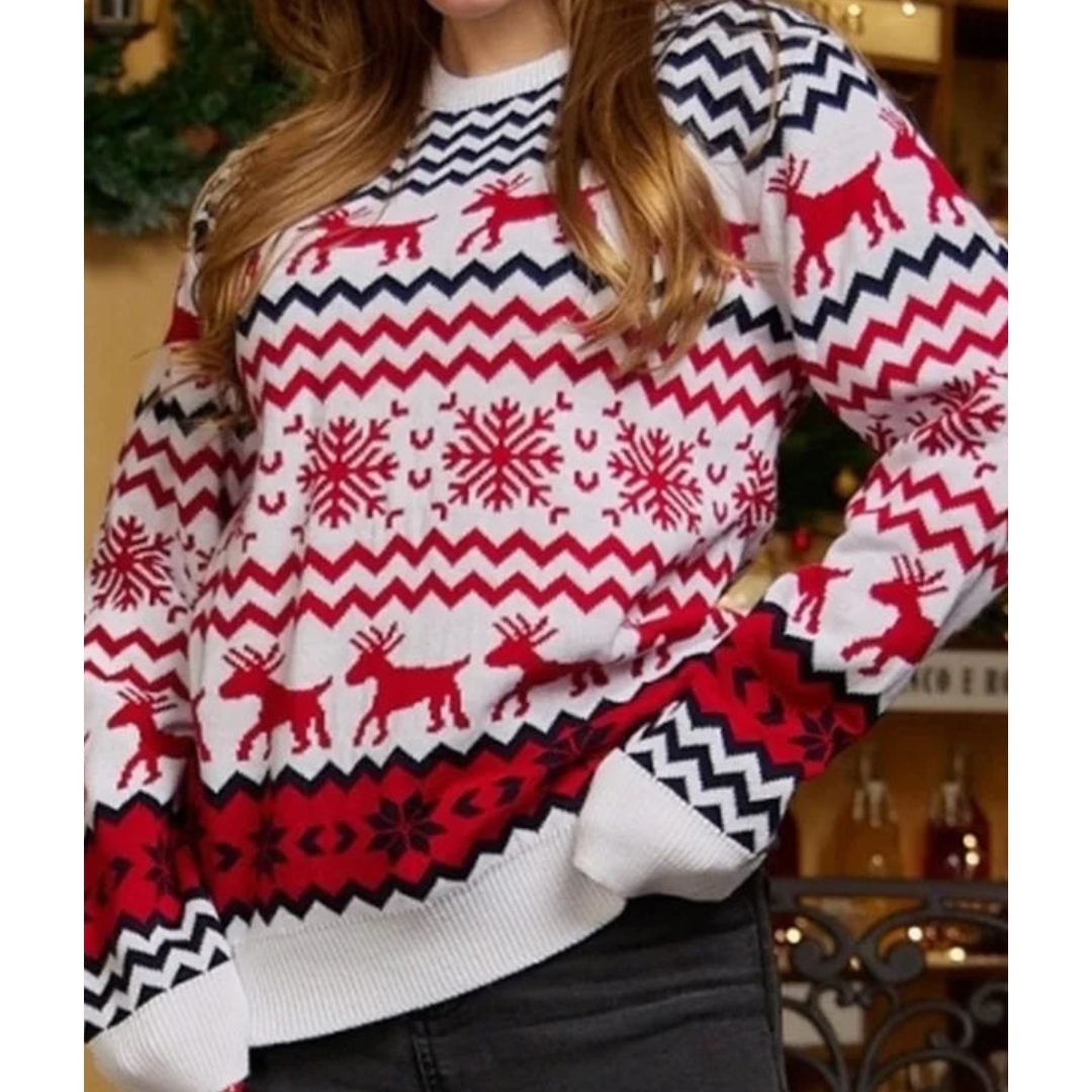 Oversized Warm Women’s Christmas Sweater with Reindeer