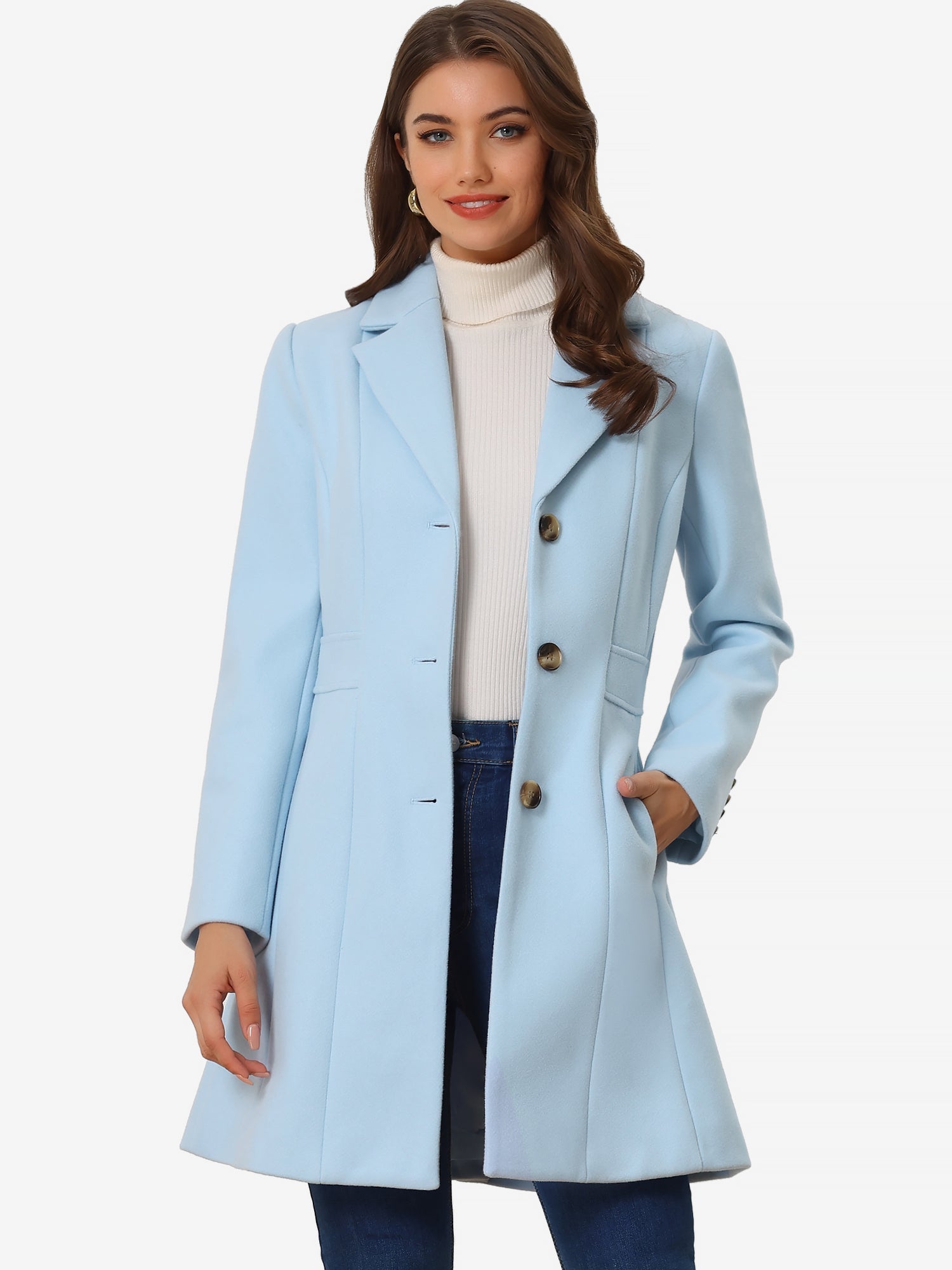 Comfortable Long Women’s Winter Coat with Buttons