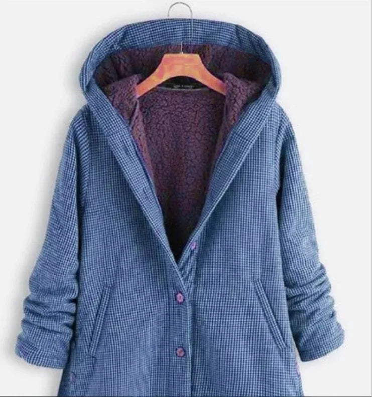 Soft Women’s Fleece Cardigan with Hood and Button Closure
