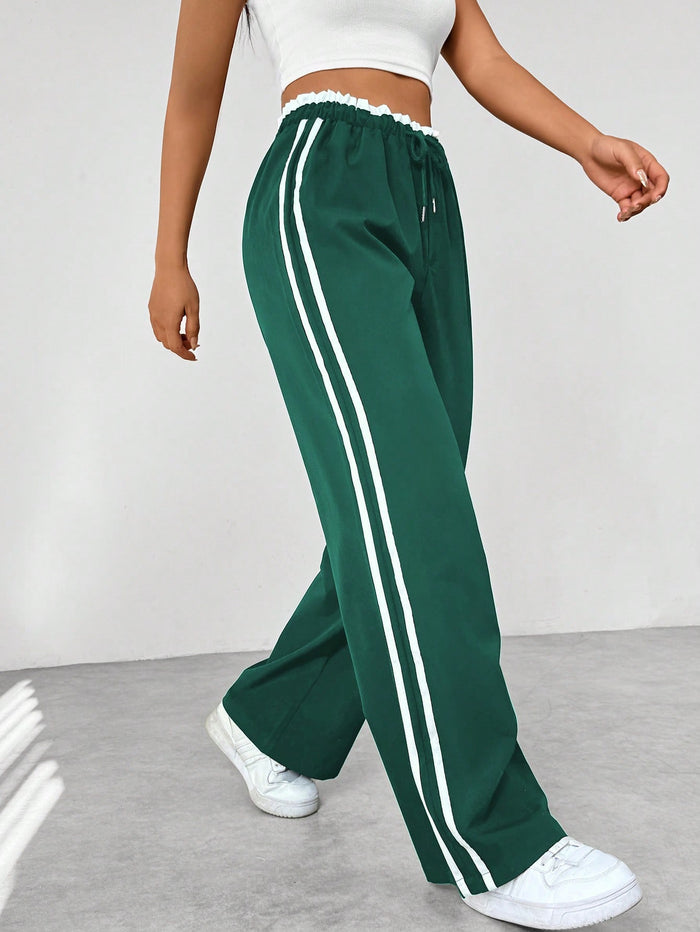Sporty and Comfortable Women’s Pants with High Waist and Stripes
